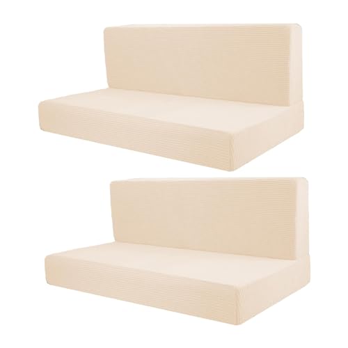 Housse de coussin extensible polyester jaune lot de 4 pour canapé de salon