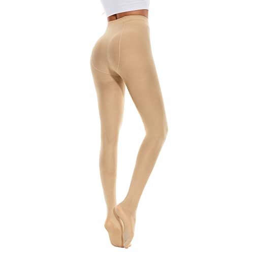 Image of American Trends Tights for Women, 80D Semi Opaque High Waisted Pantyhose, Footed Run Resistant Dance Tights Stockings