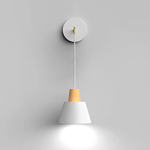 Pantalla de lámpara de pared de metal y madera con acabado minimalista premium