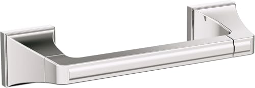 Image of Amerock Mulholland 8-13 /16 inch Polished Nickel Pivoting Toilet Paper Holder | Decorative bathroom hardware in durable Zinc construction; mounting hardware included for easy installation