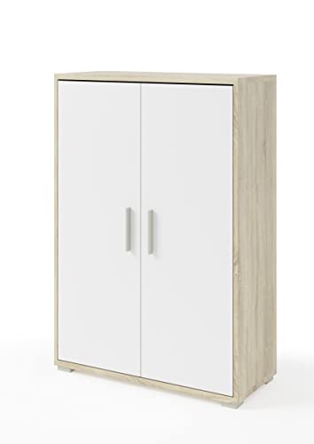 möbelando Aktenschrank Clermont in Sonoma/Eiche mit Absatz weiß mit 2 Türen und 3 Fächern. Abmessungen (BxHxT) 79,1x114x35 cm möbelando Aktenschrank Clermont in Sonoma/Eiche mit Absatz weiß mit 2 Türen und 3 Fächern. Abmessungen (BxHxT) 79,1x114x35 cm