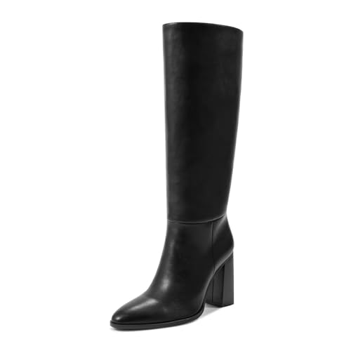 wetkiss Knee High Boots Women with No Zipper Slip On Boots for Work Date Dress Party Club Shoes