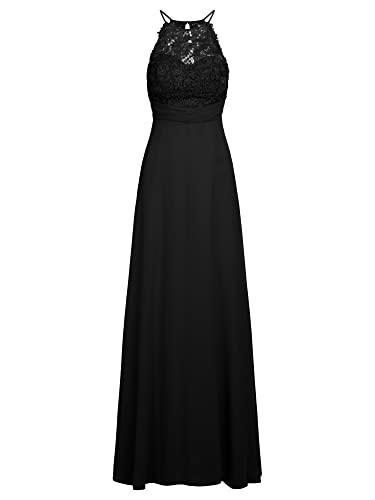APART Fashion Abendkleid aus Chiffon und Spitze, schwarz, L, 72014 Cover