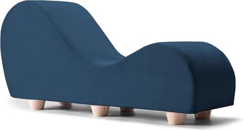 Image of Faux Leather Yoga Stretch Chair Couch - Play, Relax & More | Love Seat for Couples, Fun, & Flexibility! (Marine)