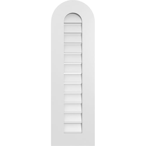 Ekena Millwork GVPRT12X4001SF Round Top Surface Mount PVC Gable Vent, Factory Primed White