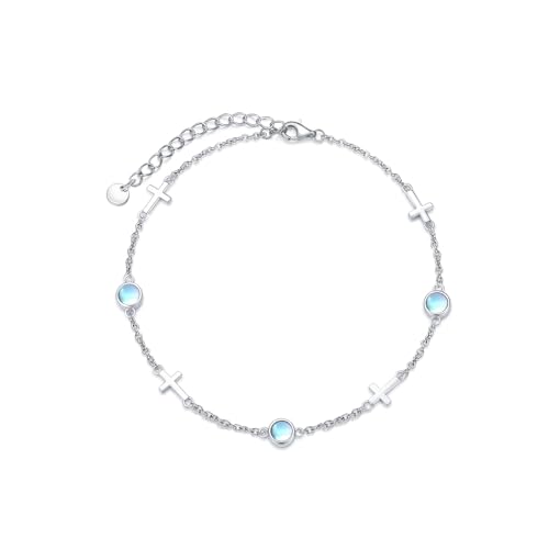 Image of Dorunmo Ankle Bracelet for Women 925 Sterling Silver Natural Stone Bracelet Anklet Summer Beach Jewelry Birthday Gifts for Mom