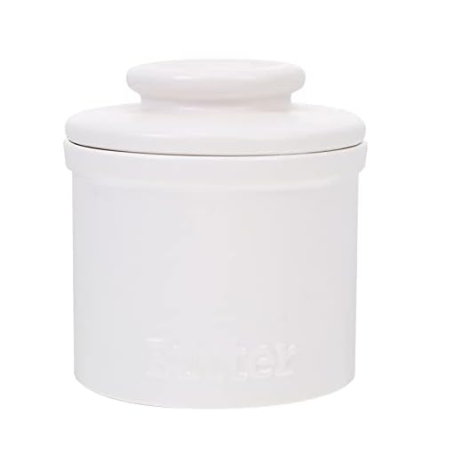 BESTonZON Keramiskt Smör Keeper Crock Smör Klockan Franska Smörrätten Med Lodsmör Container För Mjukt Smör Food Storage Candy Jar Vit