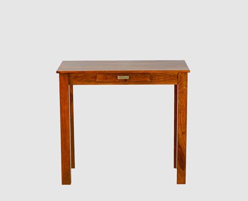 Image of Solid Wood Folding Study Table Laptop Computer Pc Writing Foldable Desk for Home & Office Space Saving Sleek Design (Brown Finish)
