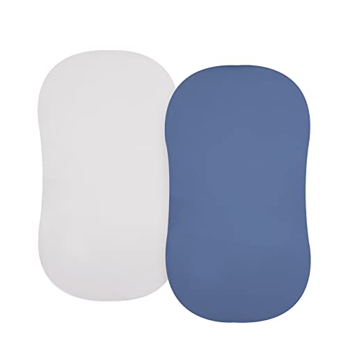 Phf Soft Bassinet Sheets, 2 Pack Silky Comfy Breathable Cradle Sheets For Baby Boys Girls, Univeral Fit For Most Cradle And Bassinet Mattress, Light Grey & Navy #TOP21