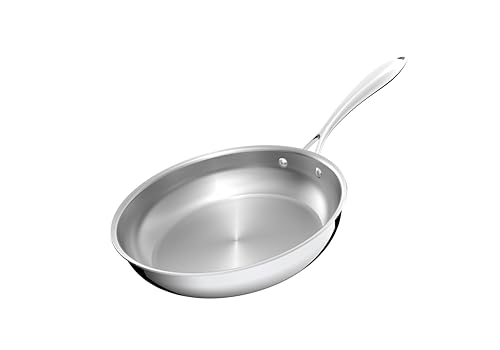 Image of SANFELA 11 Inch Stainless Steel Frying Pan, 5-Ply Stainless Steel Skillet, Dishwasher and Oven Safe, Induction Pan, Even Heat Distribution