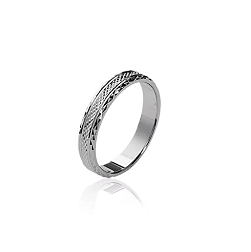 Tata Gisèle Bague Alliance pour Homme en Argent 925/000 Rhodié - Motifs Géométriques - Gravure Intérieure Incluse - Emballage Cadeau (68) Cover