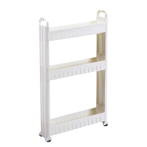 HAQMG 3 Etagen Küchenwagen Badregal Rollwagen Regal Schmal Aufbewahrungswagen, Badezimmer Regal Stehend Küchenwagen Auf Rollen for Küche Bad Waschküche Schlafzimme Badezimmer(9cm)