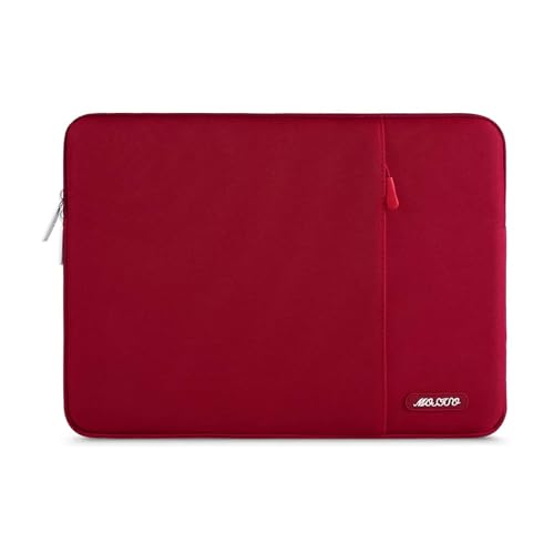 Image of MOSISO Laptop Case 15 inch, 15 inch Laptop Sleeve Compatible with MacBook Air M5 A3448 M4 A3241 M3 A3114 M2 A2941 2026-2023, Dell XPS, Polyester Vertical Computer Sleeve Bag with Pocket, Red