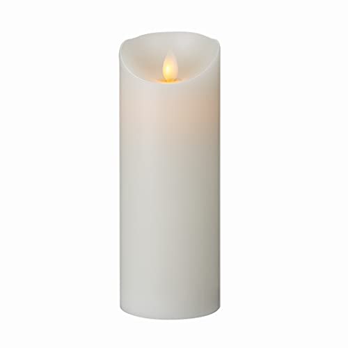 Image of Fire Tek 3 x 8 Inch Flameless Pillar Candle, 1 Programable LED Pillar Candle - Dancing Flame, For Home, Weddings, And Parties, White Real Wax Battery Pillar Candle, Remote Sold Separately,
