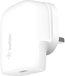 Belkin 30W USB C wall charger with PPS, Power Delivery, USB-IF certified PD 3.0, fast charger plug for iPhone 17, Air, 16, 15, Samsung Galaxy S25, iPad, AirPods, Google Pixel and More