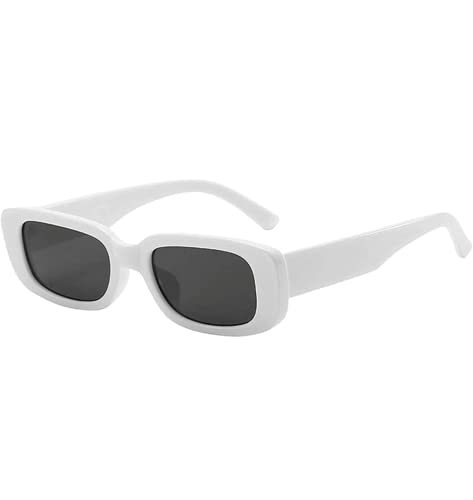 Image of Retro Rectangle Sunglasses for Women & Men | UV400 Protection | Trendy Thick Frame Fashion Eyewear | Lightweight Casual Shades | Black & White Combo Pack