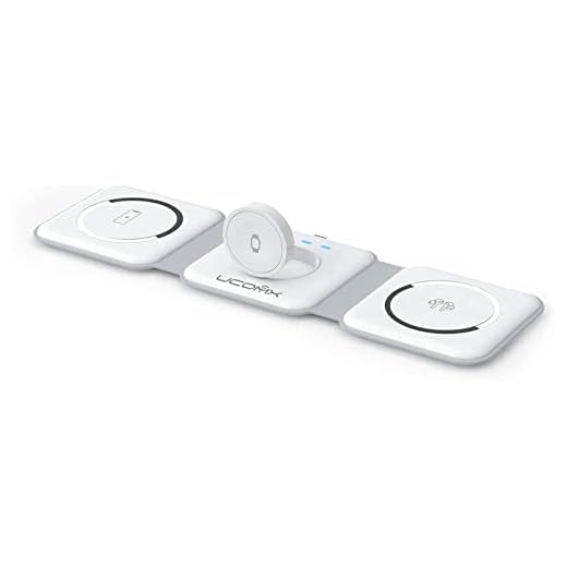 UCOMX Nano 3 in 1 Wireless Charger for iPhone,Magnetic Foldable 3 in 1 Charging Station,Travel Charger for Multple Devices for iPhone 14/13/12 Series,AirPods 3/2/Pro,iWatch(Adapter Included)
