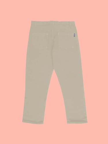 Image of KiddoPanti Boys 100% Cotton Twill Chinos Pant | Comfortable Regular Fit | 2 Side Pocket, 2 Back Pocket | Ankle Length | Back Elasticated Waistband with Button Zip Open Fly