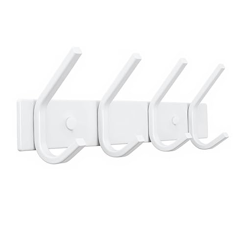 JOLY FANG Wandkapstok, kapstokhaken van roestvrij staal, wandhaken voor slaapkamer, badkamer, keuken (wit, 4 haken)