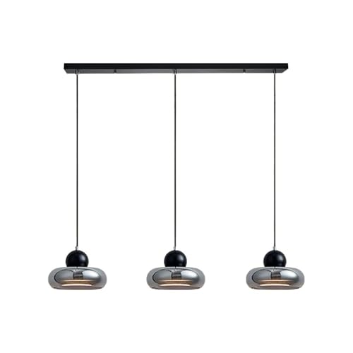Lustre ultra-fin haut de gamme avec abat-jour rond en verre fumé d'exception