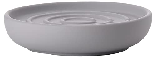 Zone Denmark Nova One Seifenschale, Seifenablage, Seifenhalter aus Porzellan mit Soft Touch-Beschichtung, Durchm. 11 cm, Höhe 2,5 cm, Gull Grey (Grau)