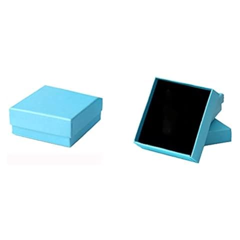 12 Packs Kraft Paper Jewelry and Retail Boxes, 2.76 x 2.76 x 1.18-inches, Mache Earring Pendant Necklace Boxes, Square Cardboard Jewelry Boxes Cotton Filled (Blue) Cover
