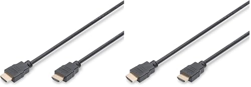 DIGITUS Cable de conexión HDMI estándar, tipo A - 5,0 m - con canal Ethernet - FullHD 1080p/60 Hz - compatible con TV/proyector/monitor - contactos chapados en oro - negro (Paquete de 2)