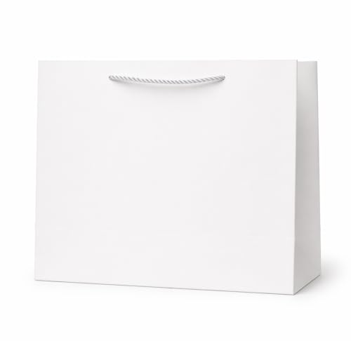 Bolsas de papel blanco 40x12x31 cm con asas para tiendas y regalos de empresa, 12 unidades
