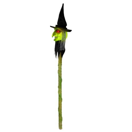 Halloween Wizard Cane, Lighted Witch Stake with Sound Scary Evil ...