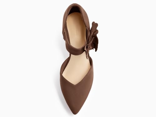 Image of Coutgo Womens Low Kitten Heels Dressy Shoes Comfortable Closed Toe Flower Slip on Formal Party Dance Heeled Pumps