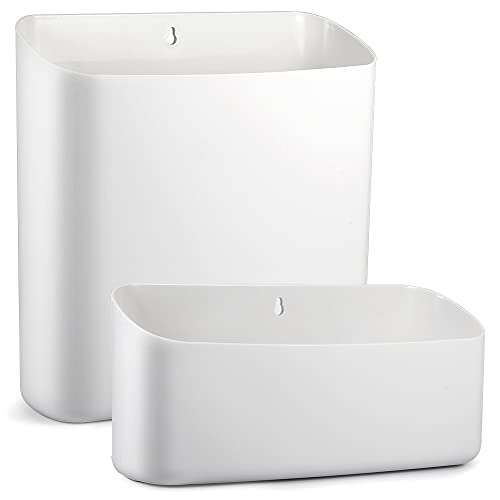Picowe Magnetic Laundry Storage, 2 Pack Lint Holder Bin for Laundry Room, Space-Saving Trash Container Hanging on Dryer, Washer or Wall Mount Trash Bin (Gray White)