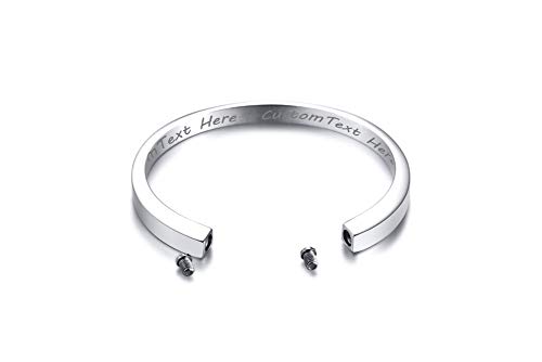 VNOX Personalized Customized Memorial Ash Keepsake Urn Bracelet Cuff Bangle for Ashes Holder,Cremation