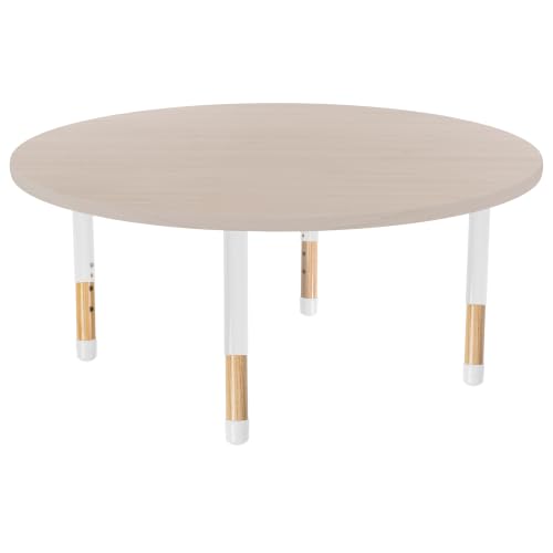 Image of Factory Direct Partners 48 inch x 48 inch Round Kids Classroom Table with Adjustable Chunky Wood Legs