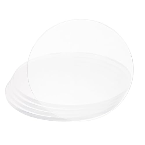 Image of Hitefu Clear Circle Acrylic Sheets, 3.5 Inch, 10 Packs, 3mm Thick | Transparent Plexiglass, For Signs & Photo Frames, Art Craft & DIY Display Projects