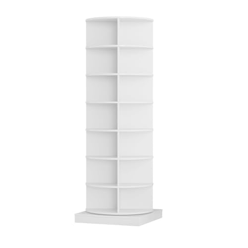 Image of HKLYRHIMO Rotating Storage Rack-American Design White-7-Tier Spinning Storage Rack,Free Standing 360 Revolving Shoe Organizer-for Bedroom,Livingroom,Hallway. (White,7-Tier with Base)