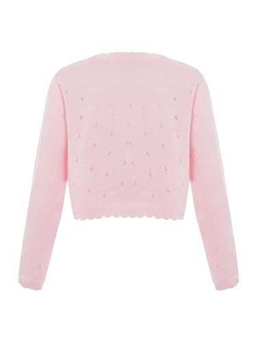 Girls Flower Crochet Knitted Cardigan Sweater Kids Long Sleeve Button Bolero Shrug Knitwear Dress Cover Up2