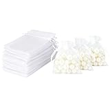 MEIQIAOLEI 50枚 オーガンジー 巾着袋 7*9cm 小 ラッピング 袋 透明 プレゼント用 プレゼント 袋 小分け袋 無地 サシェ 袋 プチギフト 巾着ポーチ 小物入れ ミニ 小さめ 大きめサシェ 袋 ポプリ袋 ウェディング用 お菓子 アクセサリー