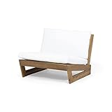 GDFStudio Outdoor Acacia Wood Club Chairs with Cushions (Set of 2), White