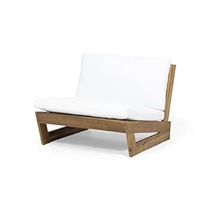 GDFStudio Outdoor Acacia Wood Club Chairs with Cushions Set of 2 and White