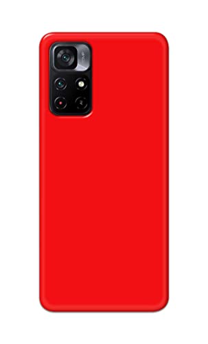 Image of Printed Hard Back Cover Case for Mi Poco M4 Pro 5G Back Cover (Plain Red) -1803