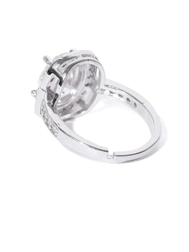 Image of I Jewels Valentine's Special 18K Silver Plated Elegant Classy CZ Crystal Adjustable Designer Finger Ring for Women and Girls (A81-163)