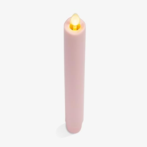 Image of Luminara Flameless Candle Taper (1 inch x 9.5 inch) Melted Top Real Wax Unscented Remote Ready Timer (Saga Rose)