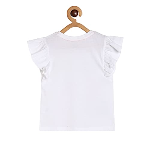 Image of miniklub Baby Strap Frill Sleeve Knitted Cotton Top (White Color)