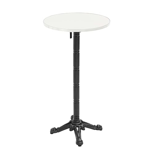 Oviala Mesa alta redonda 60 cms inclinable tapa blanco/plata y pie negro
