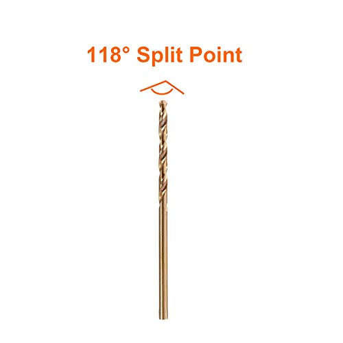 HPMAISON True 5% Cobalt Jobber Drill Bit Set, 10Pcs 2mm M35 High Speed Steel Twist Drill Bits, 118° Split Point Extremely Heat Resistant for Stainless Steel, Metal, Copper, Cast Iron, Wood, Plastic
