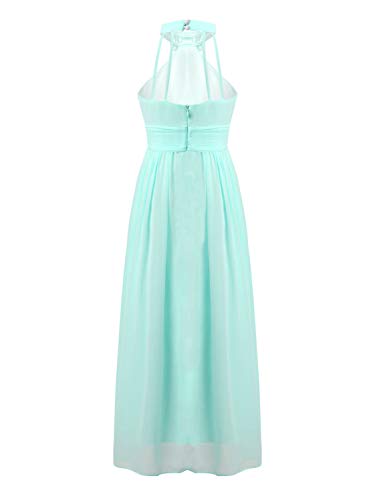 Kids Girls Halter Neck Floral Caged Back Ruffled Flower Girl Dress Chiffon Mesh Birthday Wedding Party Dress2