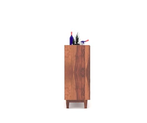 Image of Wood Kitchen Crockery Cabinet with Glass Door | Wooden Sideboard Cabinets Living Room | Crockery Unit, Dining Room Furniture, Chest of Drawers, Honey Finish