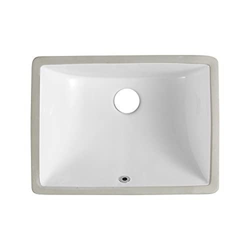 YYAO 23.62â€x18.5â€ Modern Ceramic Rectangular Undermount White Bathroom Sink Art Basinï¼ŒWhite