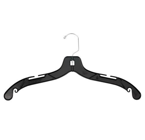 NAHANCO 17” Plastic Heavy Weight Shirt/Dress Hanger with Chrome Swivel Hook, Black (Pack of 100), Made in USA