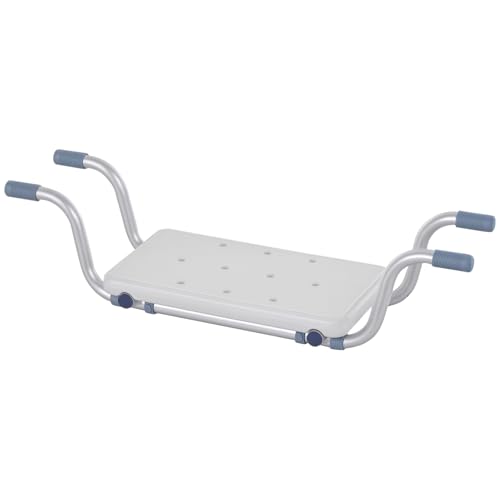 HOMCOM Siège de Baignoire - siège de Bain Suspendu réglable - Tabouret de Salle de Bain - dim. 73-83L x 22l x 18H cm - alu. HDPE Blanc